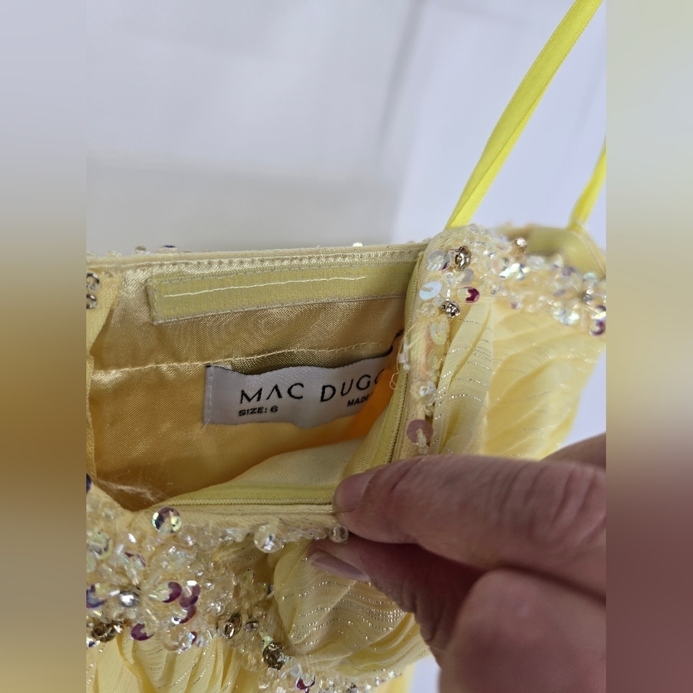NWT! Mac Duggal, Strapless Beaded High Low Gown, Lemon, MSRP $498 - Picture 7 of 12